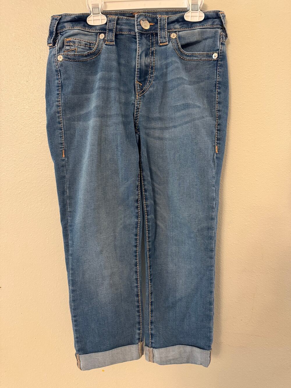 True Religion Jennie Curvy Mid Rise Capri jeans women's size 27